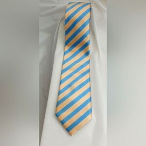 Paul Smith London Sky Blue & Gold Trifold Mulberry Silk Tie - Size: 62" Long